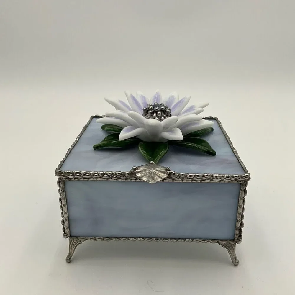 HANDCRAFTED Stained Glass Jewelry Box Keepsake Box